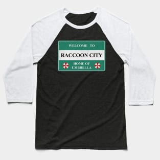 Raccoon Traffic Sign Baseball T-Shirt